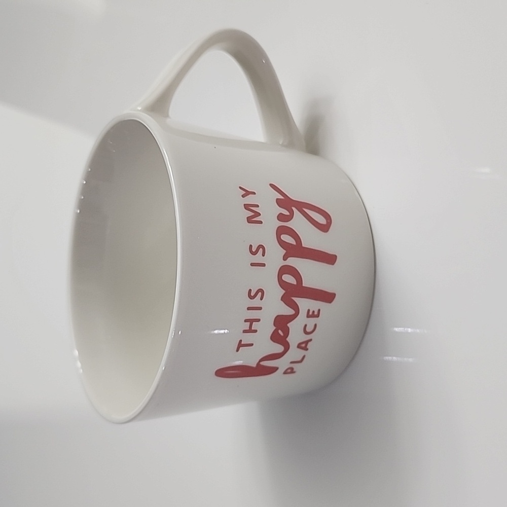 Pink White Mug “This Is My Happy Place”, Pink White Mug Coffee Tea Lover Gift